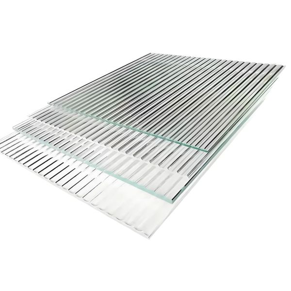 Gradient Sandblasted Embossed Decorative Privacy Glass Panel Interior Wall Partition Application