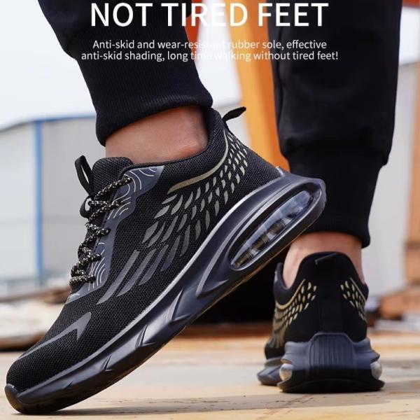 Zapatos de seguridad industriales de punto negro Zapatos de seguridad con suela con almohadilla de aire Zapatos de trabajo
