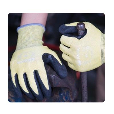A indústria automóvel Secutiry protetor elástico amarelo cortou luvas da prova com Sandy Nitrile preto