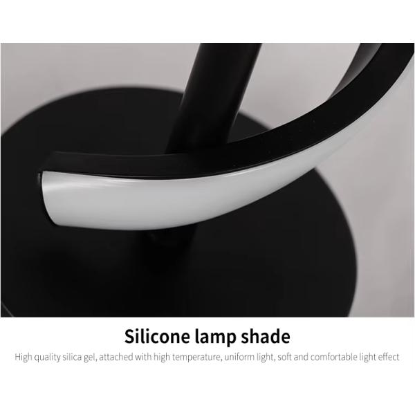 Lámpara de mesa espiral de LED minimalista contemporánea de oro rosa/negro de aluminio 12W Lámpara para dormitorio