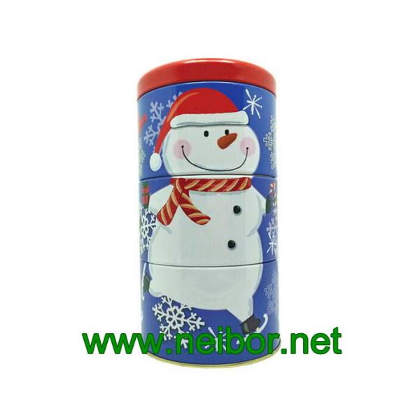 3-Section Woodgrain Gift Tin Storage Box Tea Canister