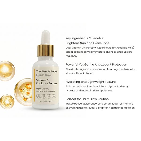 OEM ODM brand customized whitening facial essence, vitamin C nicotinamide organic skin care products, whitening and freckle removing, let the skin glow