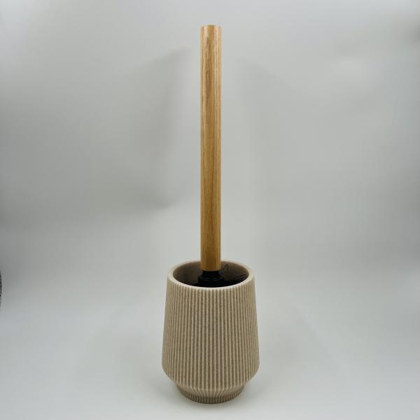 Ensembles d'accessoires de salle de bain en pierre de sable et de pompe en bois, de forme ronde et à bande verticale côtelée