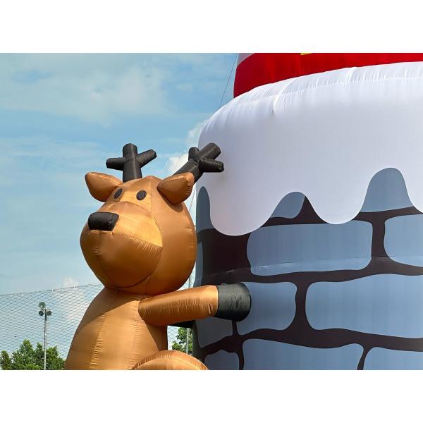 20FT 26ft 33ft Inflatable Santa Claus In Chimney With Reindeer Outdoor Christmas Decoration Blow Up Santa Claus