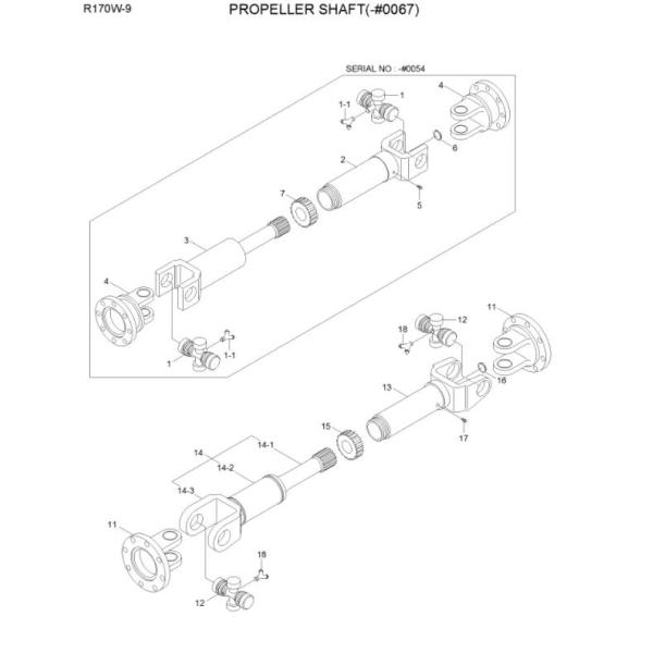 R170W 7 Hyundai Spare Parts 81N5 30040GG 81N 30050GG Front Rear Shaft