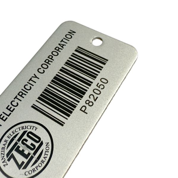 Custom Aluminum Barcode Tags  Laser Engraved Industrial Asset ID Labels