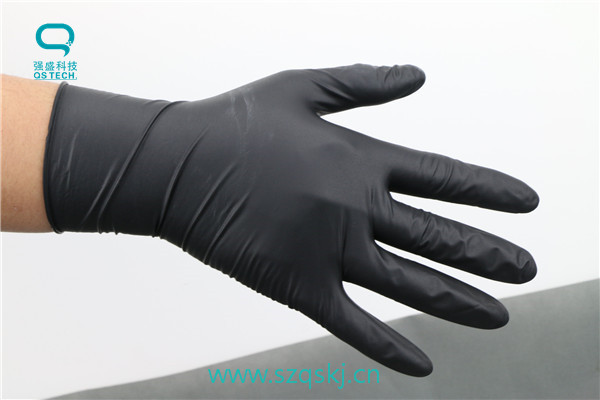 9 Inch Clean Room Anti Static Black Nitrile Gloves For Electronics EN420 EN388