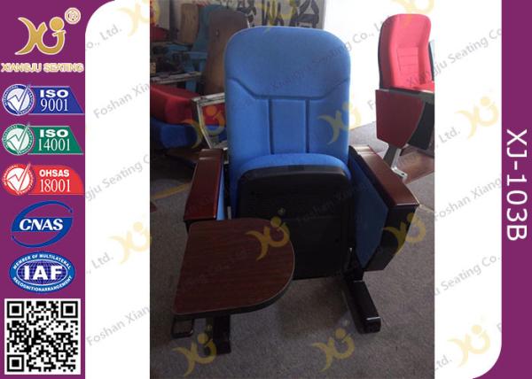 Long-term Comfort No Floor Fixed Blue PP Back Conferece Hall Chairs With MDF Pad