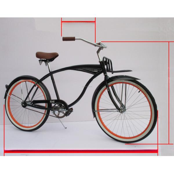 Single Speed Adult Coaster Brake Beach Cruiser Bike with Front Carrier and 26