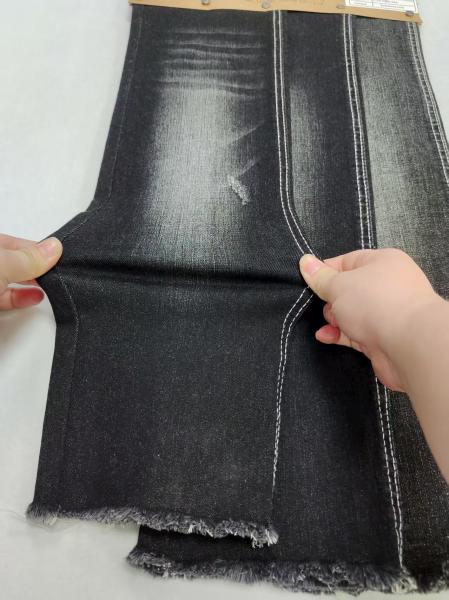 Sarga 10S 70% Algodón Tejido Vaquero de Alta Elasticidad NEGRO/NEGRO 10oz 170-172cm Para Jeans