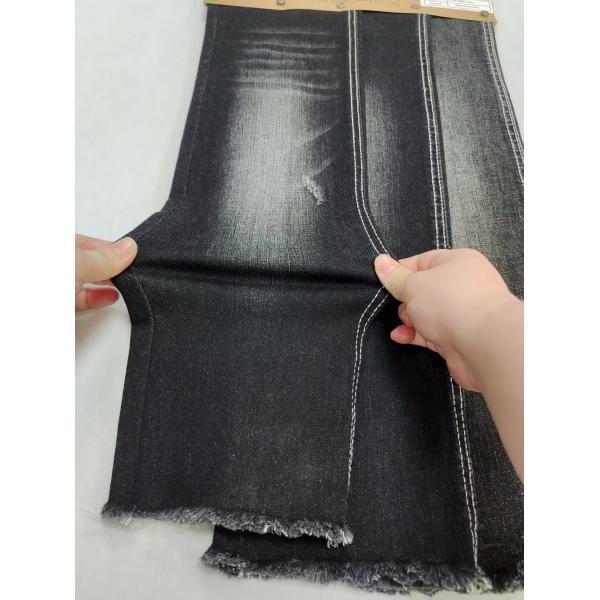 Sarga 10S 70% Algodón Tejido Vaquero de Alta Elasticidad NEGRO/NEGRO 10oz 170-172cm Para Jeans