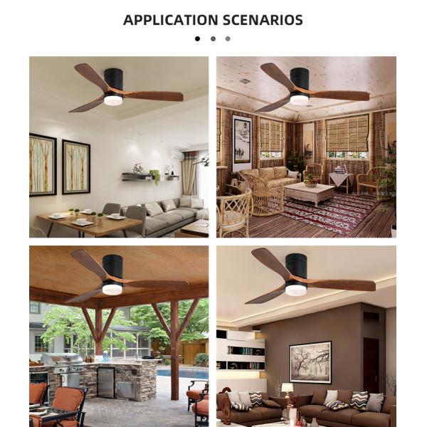 Industrial Style 65 watt Wooden Blade Ceiling Fan 90lm/w 120v ceiling fan lamp