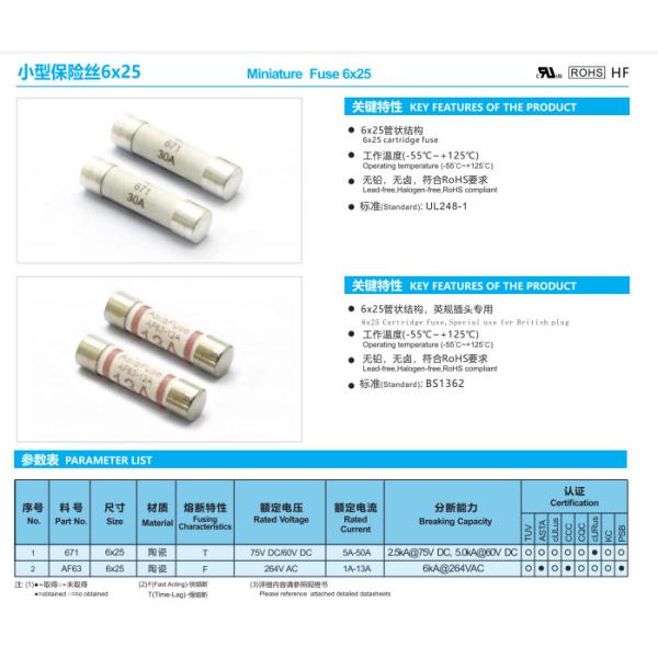 Высокая связь 5242100203C 10A 250V плавкого патрона отставания по времени разрывной мощности 5x20mm