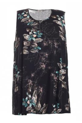 Printed Ladies Fashion Tops Round Neck Plus Size Vest Viscose Fabric In Summer