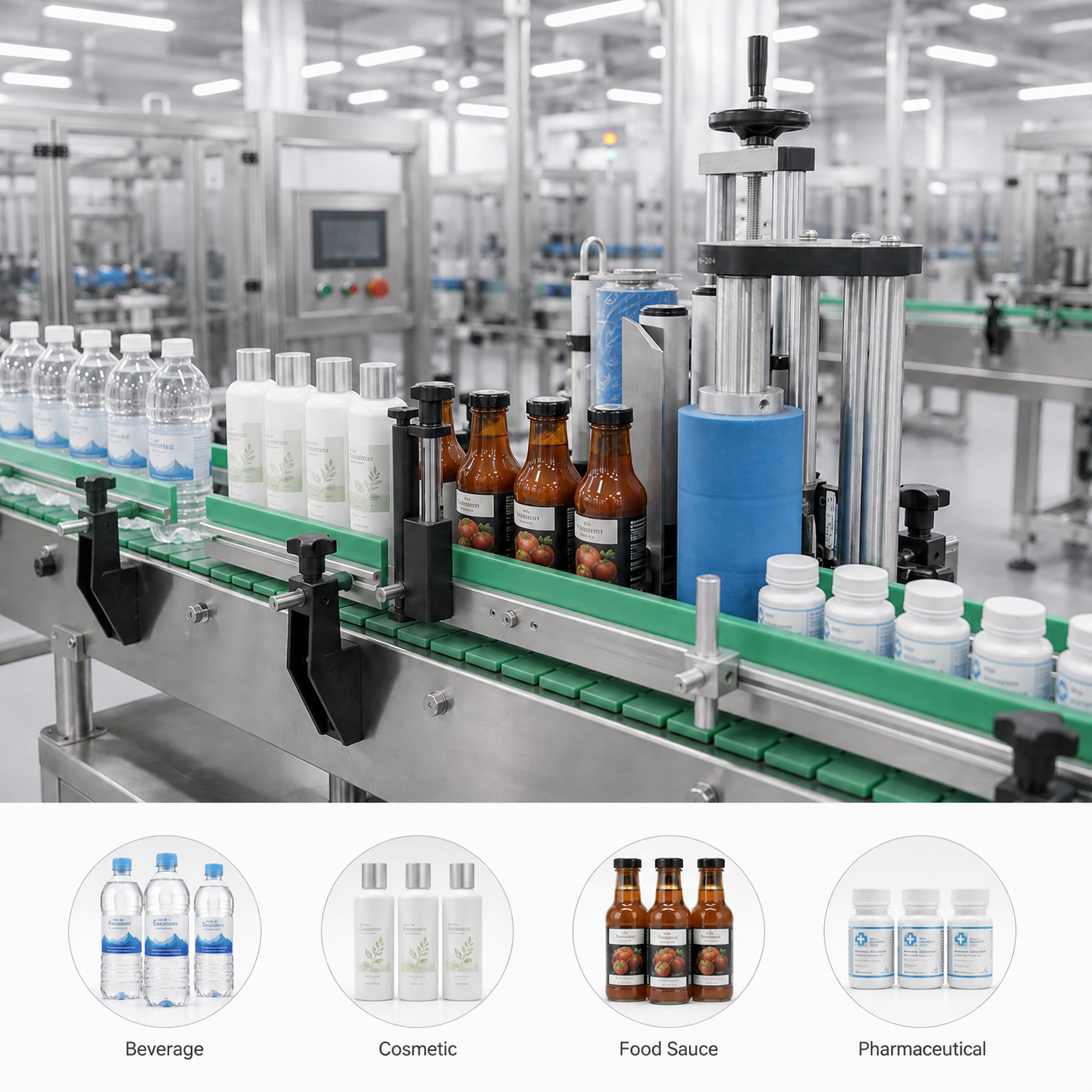 Automatic Round Bottle Labeling Machine Stainless Steel Juice Bottles