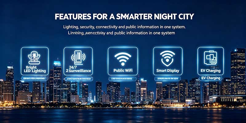 Outdoor Smart Light Pole, Smart City Solution Lamp Post with Wireless AP, Weather Sensor & Emergency Call