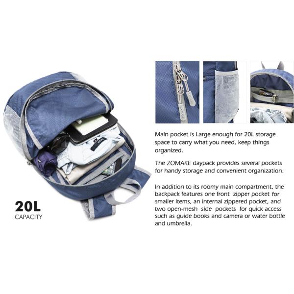ODM Outdoor Hiking Backpack Water Resistant 20l Packable Backpack Foldable