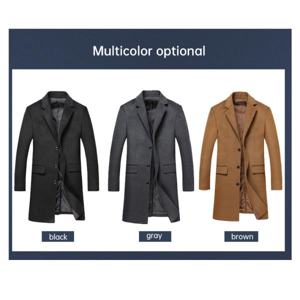 Регулярное мужское шерстяное пальто Зимний цвет твердый одногрудный карманный верблюд мужской длинный плащ мужской пальто