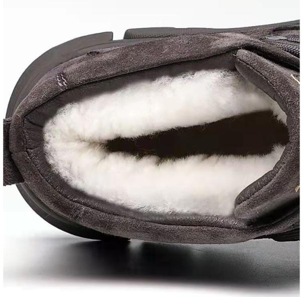 Botas de neve de lã de uma só peça Sapatos de algodão e lã espessos de lã real Doc Martens Sapatos de algodão antideslizantes