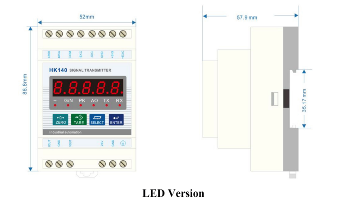 Compact Weighing Transmitter With Multi-Output & LED / OLED Display Options  HK140  
 