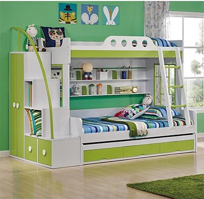 Custom home furniture children wooden double bed designs bunk beds with storage drawers