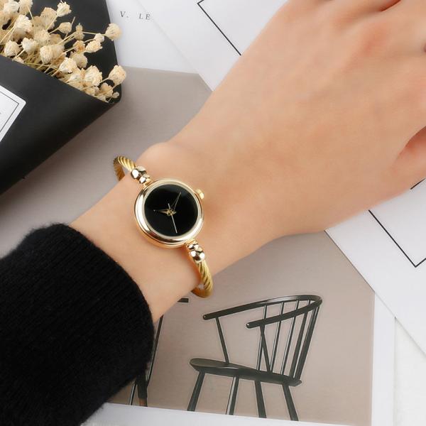 Nonwaterproof Quartz Watch Women'S Gold Bracelet Watch 4mm Band Width