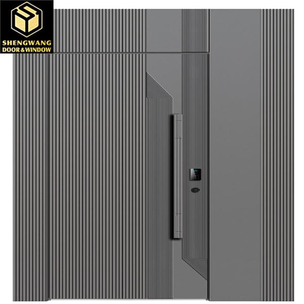 Black Powder Door Stainless Steel Entry Door Heat Transfer Print 2.0mm Solid Metal Exterior Doors