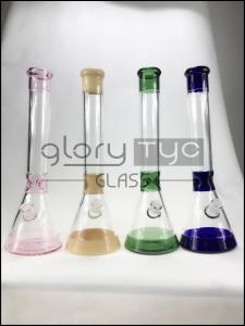 18.8mm Glass Water Pipes Tyc.4 Colored bottom beaker bongs With Window Base 18"