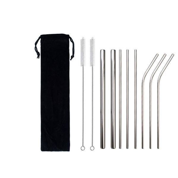 Food Grade Water Bottle Accessories 18/8 Stainless Steel Drinking Straw With Brush