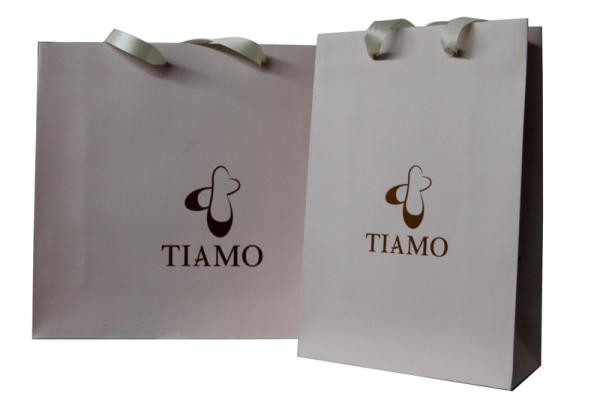 Cute Tiamo Pink Paper Carrier Bag Ribbion Handle For Packing Lady Shoes