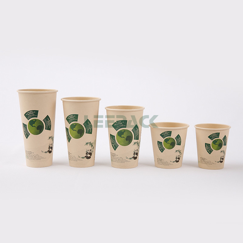 disposable Eco friendly stocked biodegradable paper cup  12oz PLA Printed Design Compostable Bamboo Paper Cup with logo