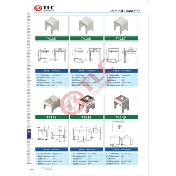 Standard PCB Terminals Tin Plated Pcb Screw Terminal 20-500A