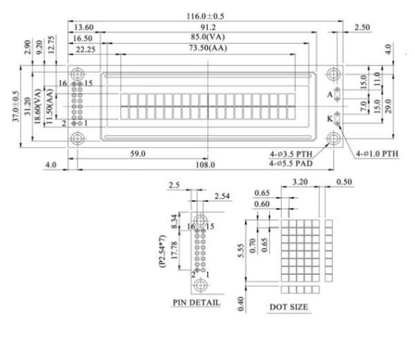FPC Connector 20*2 Character LCD Display Module For Industrial Products
