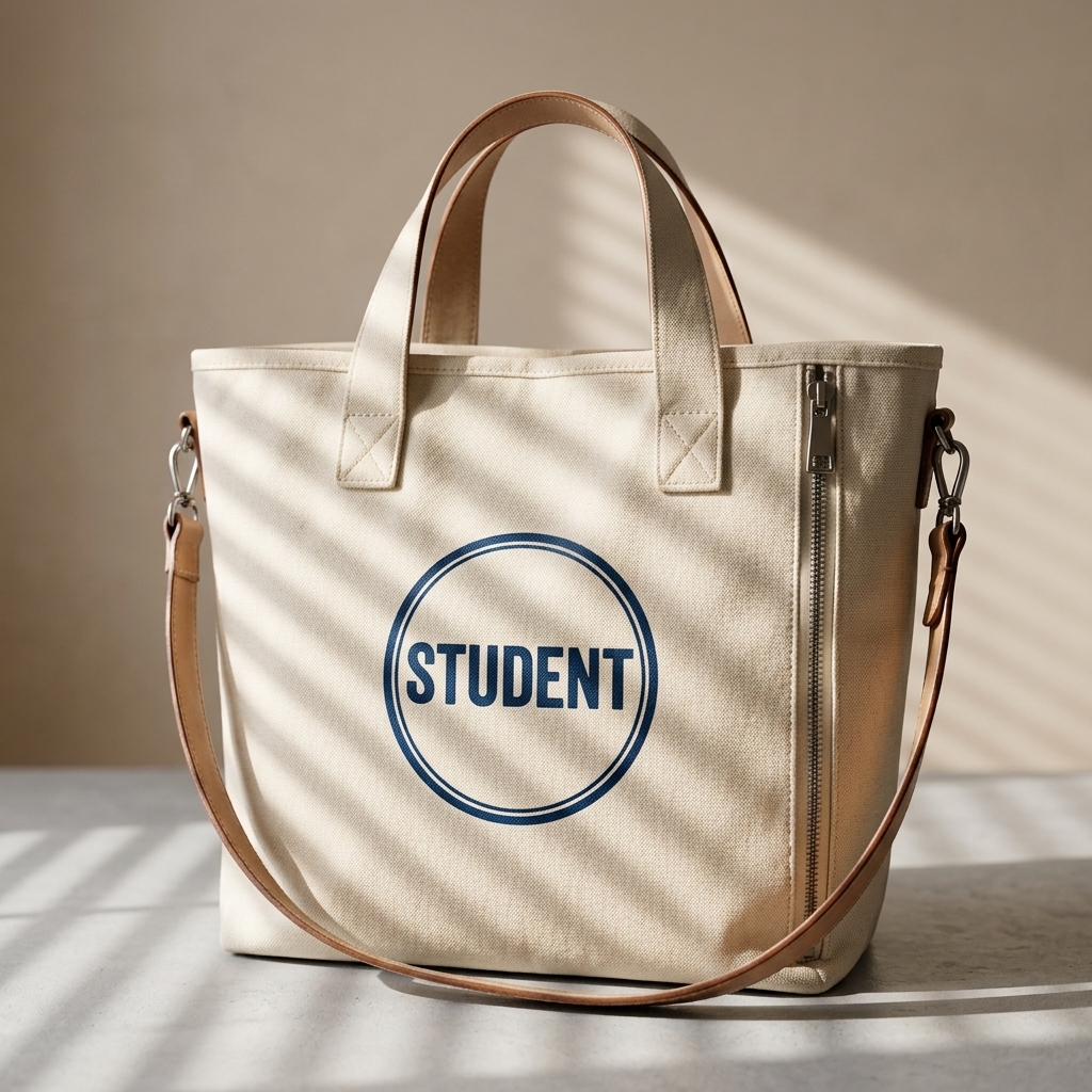 Custom Print Canvas Tote Bag Inner Pocket OEM 12-16oz with Magnetic Snap Closure