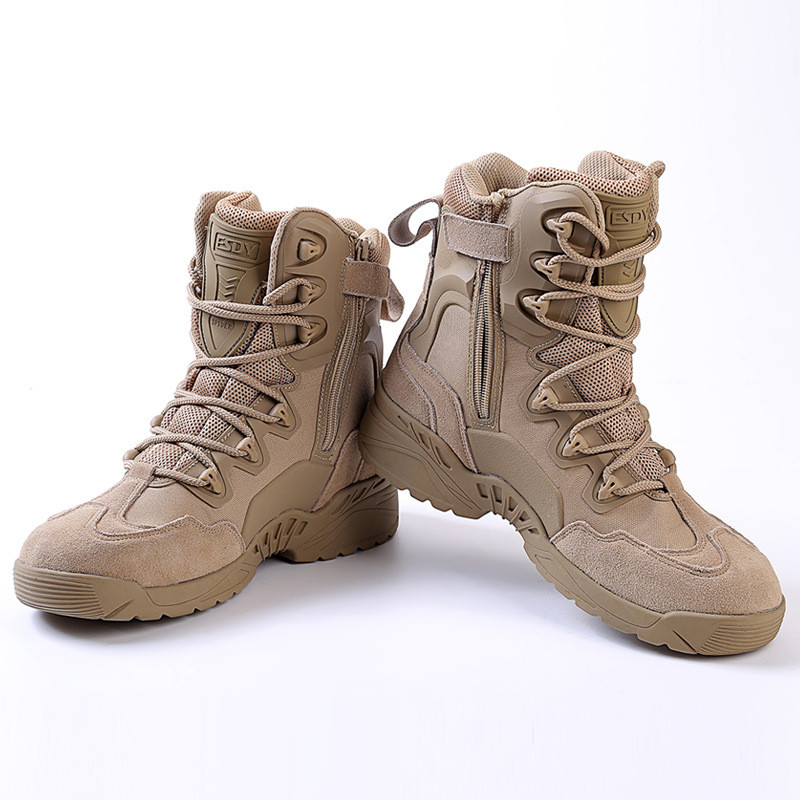 Bottes militaires en cuir de vache pour hommes et femmes