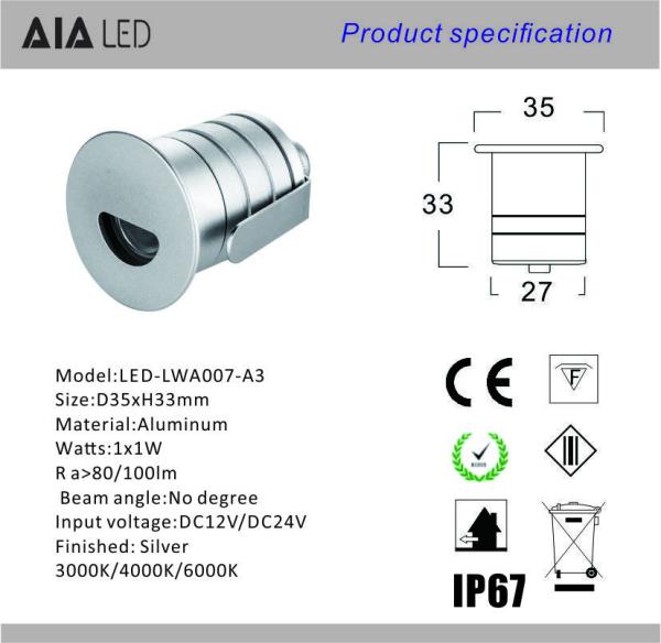 1X3W IP67 waterproof  LED underground lamp/LED Step light/Outdoor led stair lamp