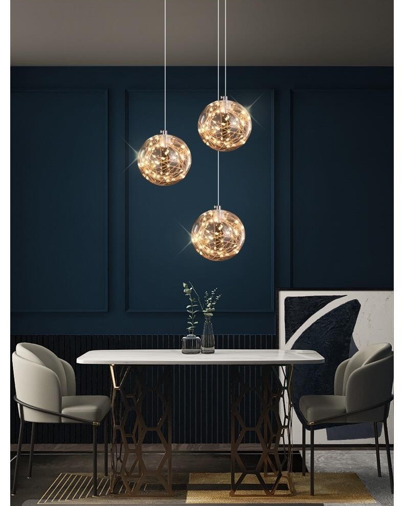 Starry Glass Pendant Light Bedroom Bed Porch Hallway Small Pendant Light