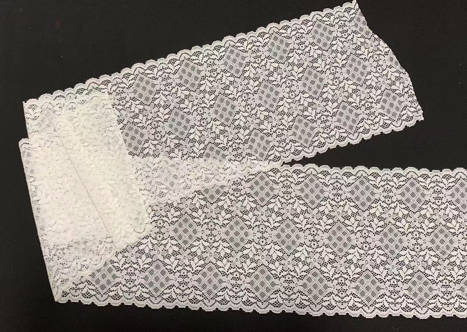 A1Z017# Elastic Nylon Spandex Lace Trim 18cm Wide Diamond Floral Stretch Lece for Lingerie Dress Underwear