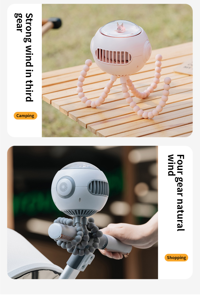 Flexible Adjustable Desktop Baby Clip Fan Mini Portable Rechargeable Usb Hand Held Octopus Fan Wholesale Stroller Baby Fan