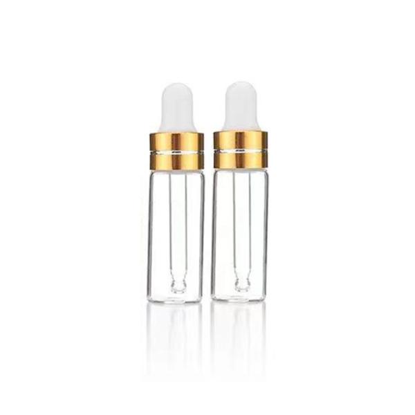 Bouteille d' huile essentielle en verre transparent de 5 ml avec gouttelier en aluminium
