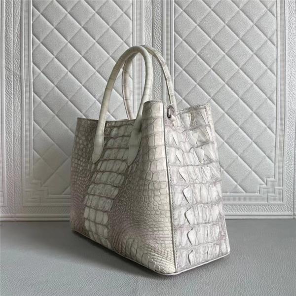 Lady Himalaya White Purse Authentic Alligator Skin Women Totes Handbag Real Crocodile Leather Female Large Shoulder Bag