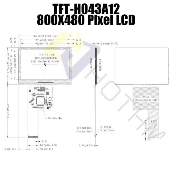 4.3 Inch TFT LCD Display | 800x480 Resolution MCU Interface For Arduino