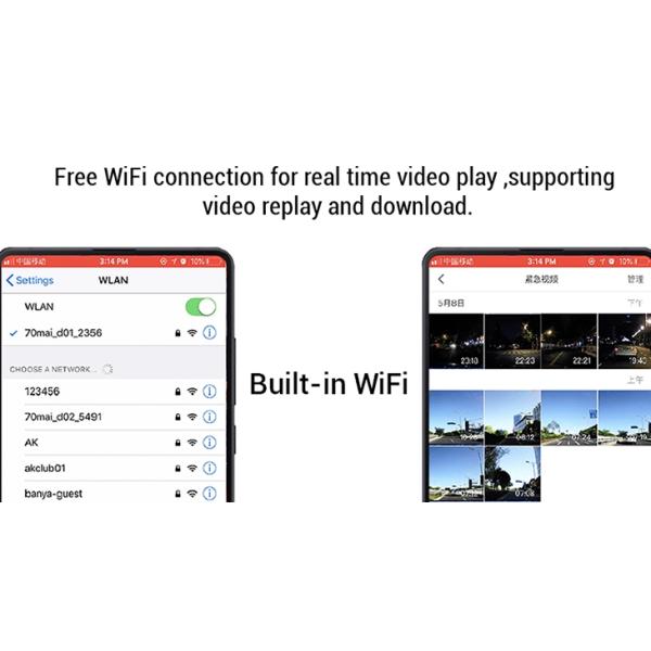 70Mai Dash Canm  Pro  Lite D08 GPS 1080P Wifi Car Camera 24H Parking Monitor Night Vision Car DVR Camera