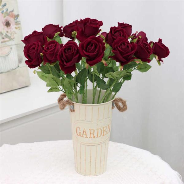 Rosa de flor artificial de tallo único realista para la fiesta de bodas Piesa central para el hogar Decoración de la oficina del hotel