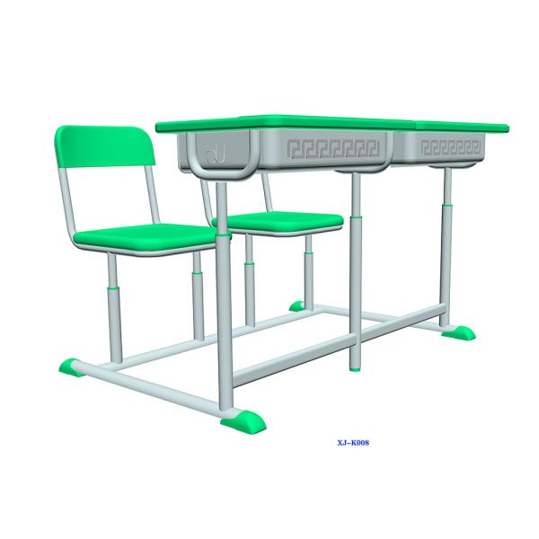 Mint Green Student Desk And Chair Set HDPE Iron Adjustable School Furniture