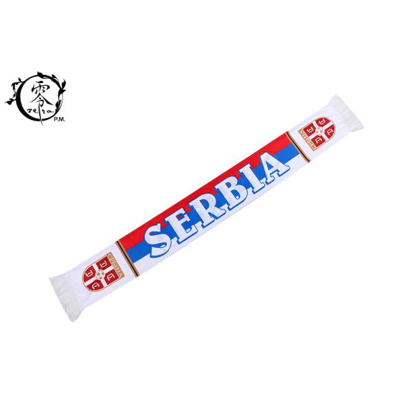 Warm Material Soccer Serbia Fringe Scarf, Woven Fleece World Cup Serbia Team Scarf