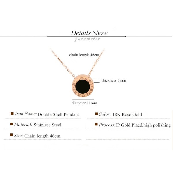Fashion Pendant Jewelry Women Stainless Steel Necklace with Black Shell, Cluster Choker Necklace