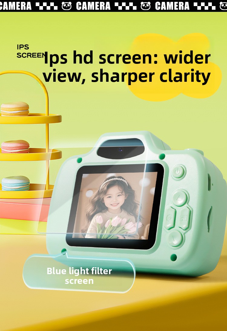 K22 Panda Instant Camera Toy for Children 48MP CMOS Sensor MicroSD Storage One-Click Printing Plastic Body Gift for Boys