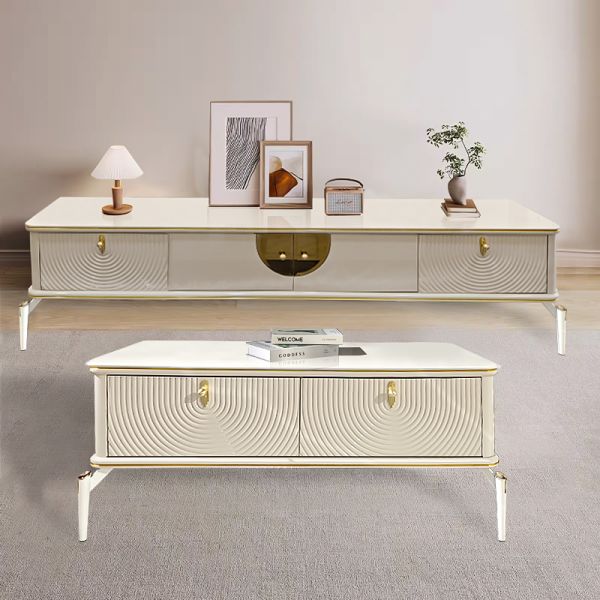 Modern Design Rectangle White Wood TV Stands Living Room Furniture Large Storage Wooden Luxury Home TV Cabinet