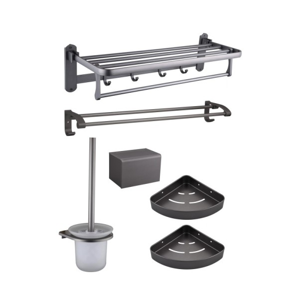 Polish Surface Finishing Luxury Bathroom Accessories Set with Aluminum Alloy Towel Rack